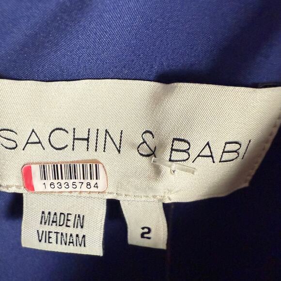 Sachin & Babi Chelsea Navy Blue Bow One Shoulder Sleeveless Formal Gown Size 2 - Picture 15 of 16